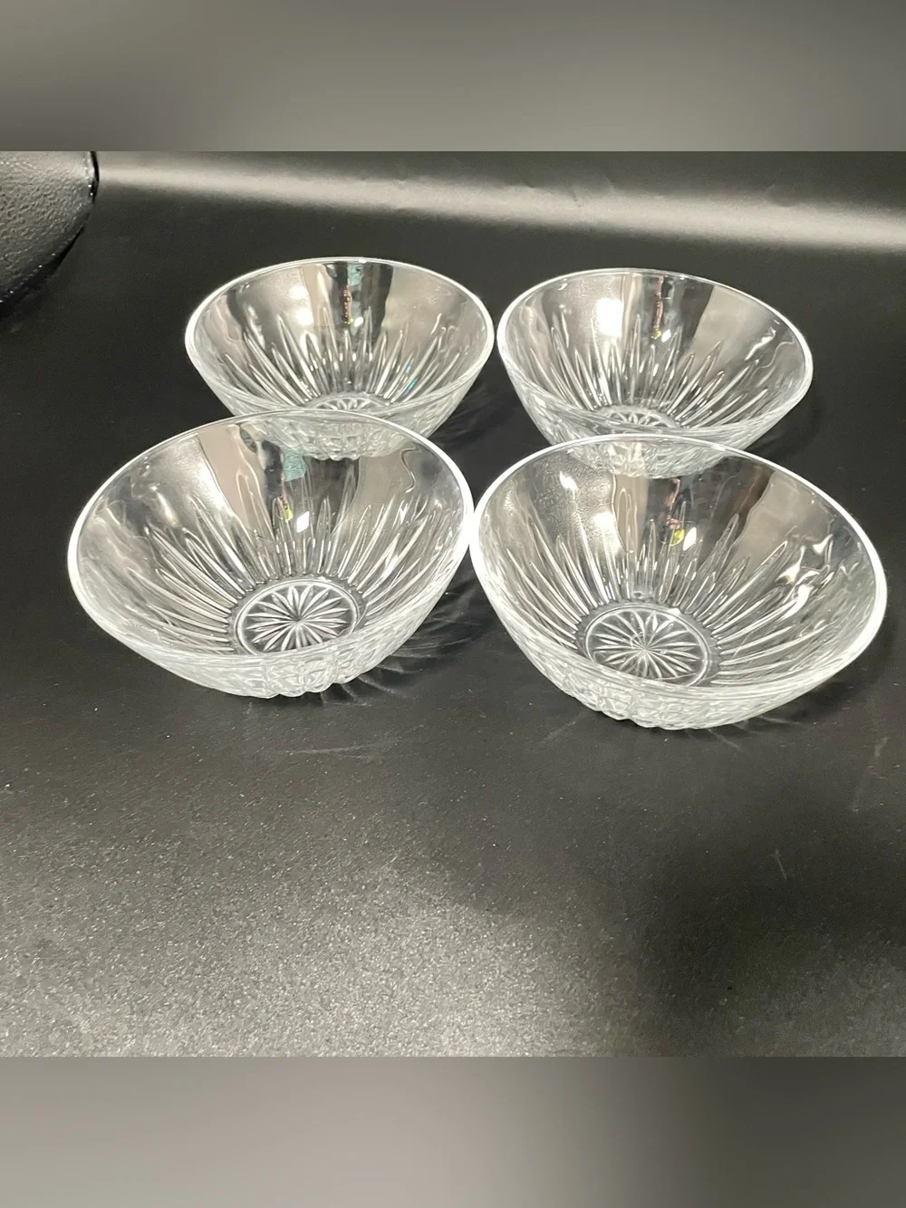 Princess House Highlights Crystal Bowls Set of 4 Individual Dessert Bowls 5.5”